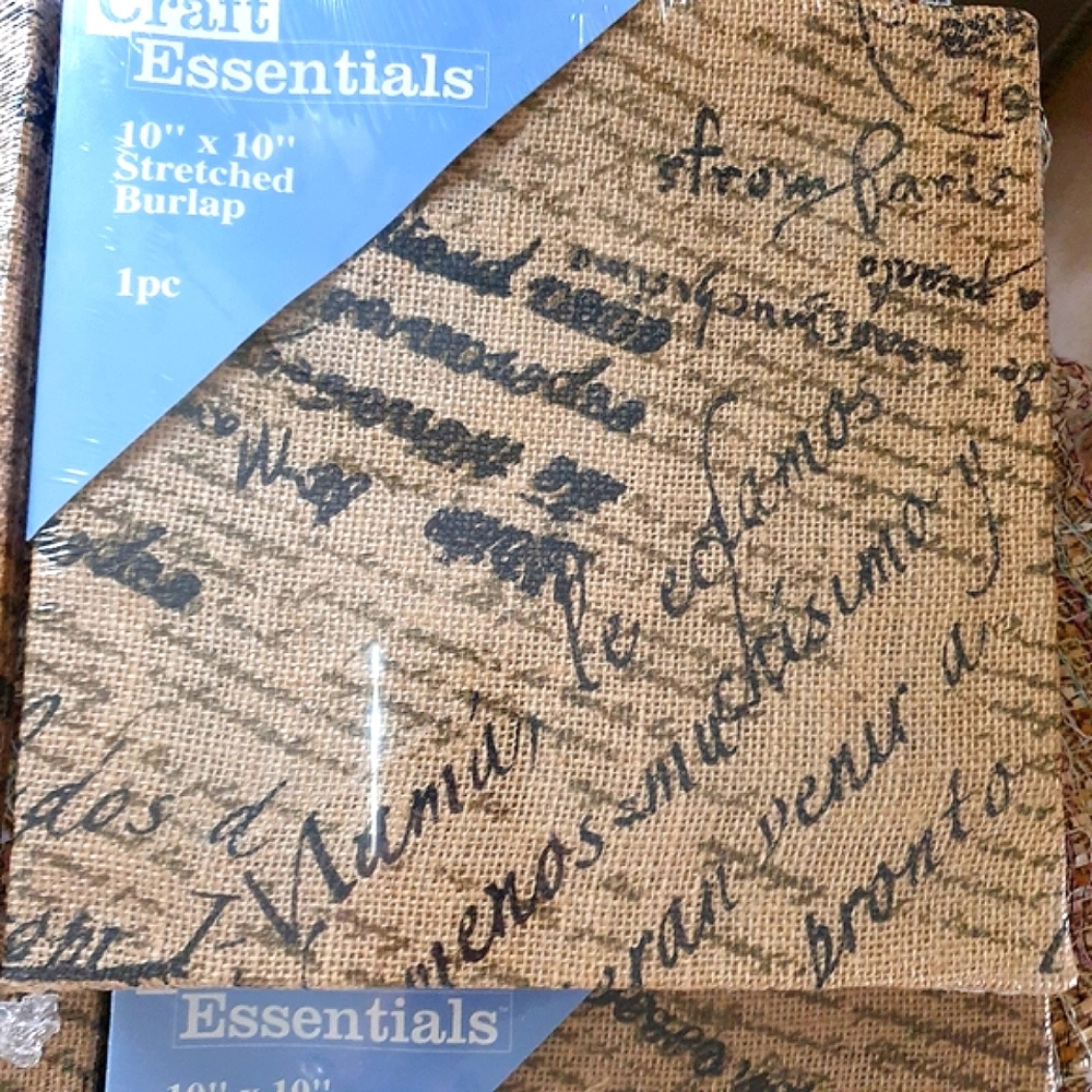 New. French Print 10"x10" Stretch Burlap Frame